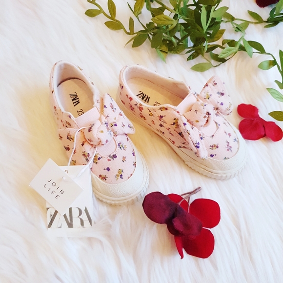 Zara Other - 🎉HP🎉 ZARA Floral Bow Slip On Shoes 18-24M